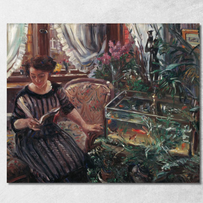 Dame Au Bassin Aux Poissons Rouges Lovis Corinth lcr50 tableau impression sur toile