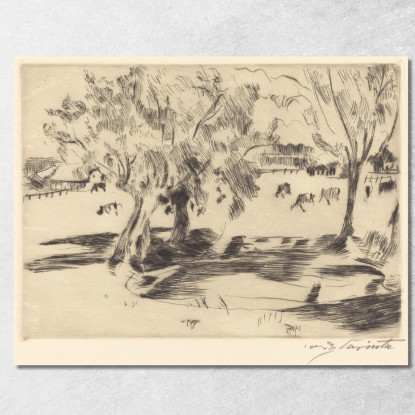 Paysage Avec Vaches Lovis Corinth lcr52 tableau impression sur toile