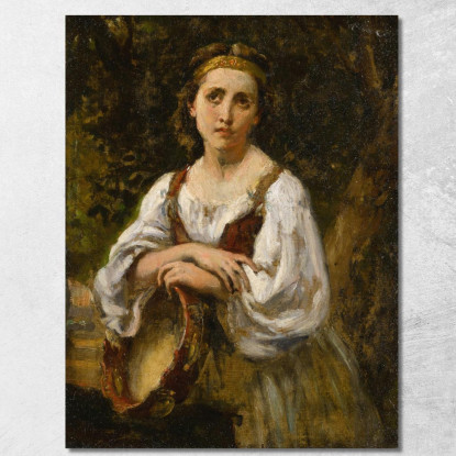 Zingara Con Tamburo Narcisse-Virgile Diaz de La Peña nvd7 quadro stampato su tela