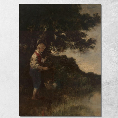 Ragazzo Che Pesca Narcisse-Virgile Diaz de La Peña nvd9 quadro stampato su tela