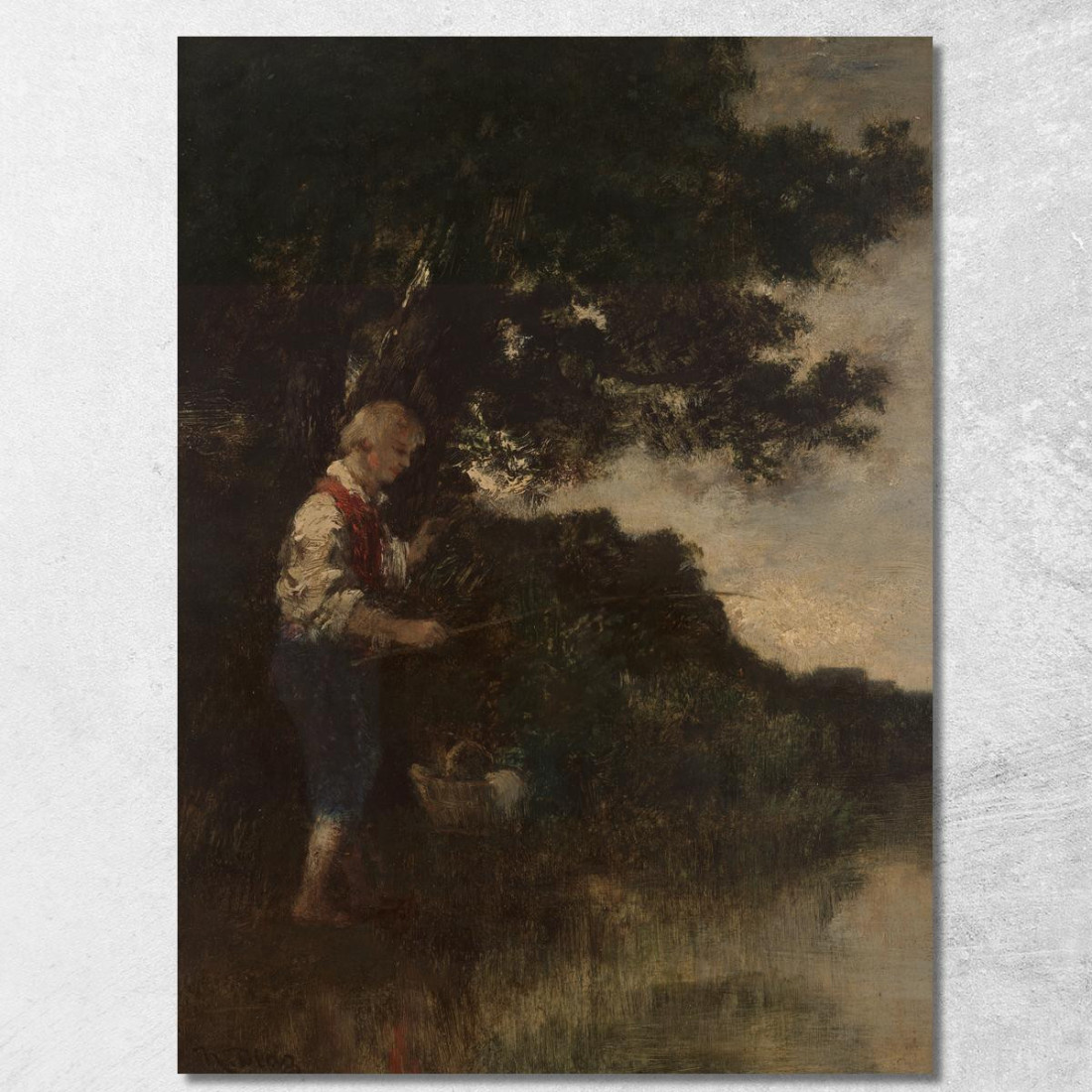 Ragazzo Che Pesca Narcisse-Virgile Diaz de La Peña nvd9 quadro stampato su tela