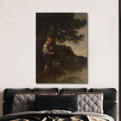 Ragazzo Che Pesca Narcisse-Virgile Diaz de La Peña nvd9 quadro stampato su tela