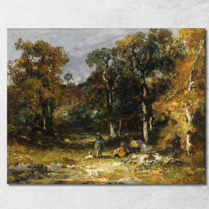 Cacciatori In Un Sottobosco Narcisse-Virgile Diaz de La Peña nvd11 quadro stampato su tela