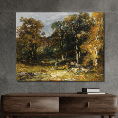 Cacciatori In Un Sottobosco Narcisse-Virgile Diaz de La Peña nvd11 quadro stampato su tela