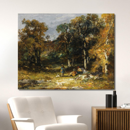 Cacciatori In Un Sottobosco Narcisse-Virgile Diaz de La Peña nvd11 quadro stampato su tela