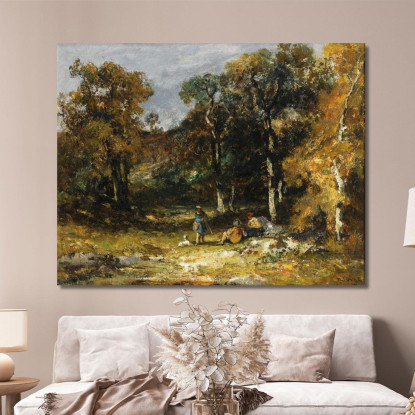 Cacciatori In Un Sottobosco Narcisse-Virgile Diaz de La Peña nvd11 quadro stampato su tela