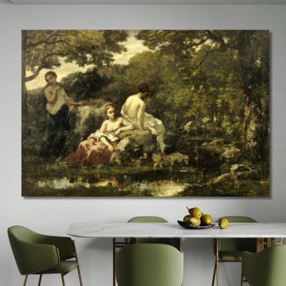 Idillio Narcisse-Virgile Diaz de La Peña nvd31 quadro stampato su tela