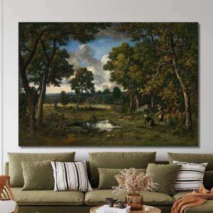 La Base Di Apremont Due Boscaiole Vicino A Due Stagni Narcisse-Virgile Diaz de La Peña nvd34 quadro stampato su tela