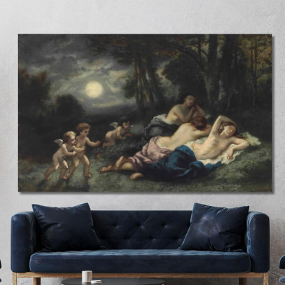 Il Sonno Delle Ninfe Nella Notte Narcisse-Virgile Diaz de La Peña nvd42 quadro stampato su tela