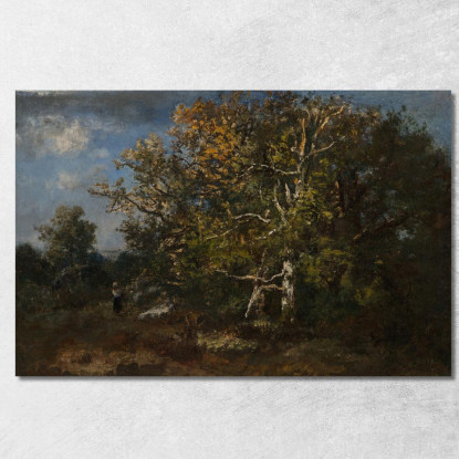 Contadina Nella Foresta D'Autunno Narcisse-Virgile Diaz de La Peña nvd54 quadro stampato su tela