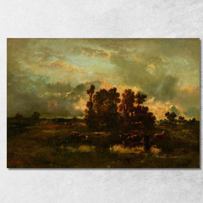 Pascolo Umido Narcisse-Virgile Diaz de La Peña nvd86 quadro stampato su tela