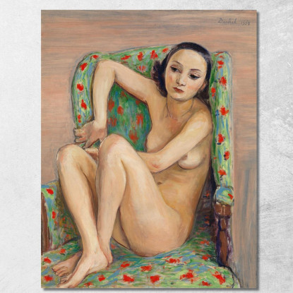 Modella Su Una Sedia Verde Nils Dardel ndr32 quadro stampato su tela