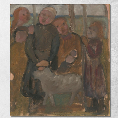 Cinque Bambini Con Pecora Paula Modersohn-Becker pmb13 quadro stampato su tela