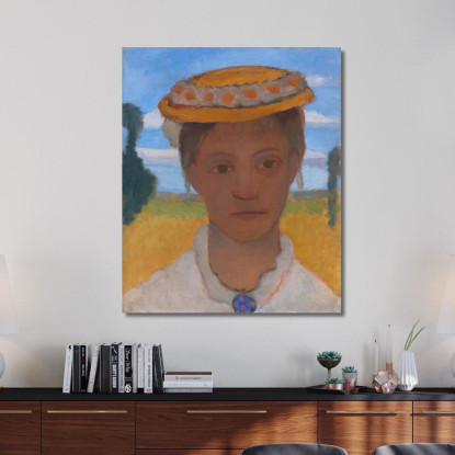 Testa Della Sorella Herma Con Corona Di Margherite Sul Cappello Paula Modersohn-Becker pmb28 quadro stampato su tela