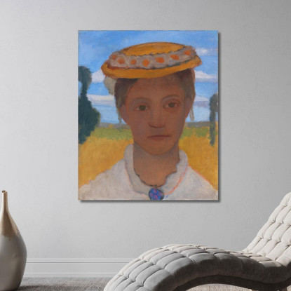 Testa Della Sorella Herma Con Corona Di Margherite Sul Cappello Paula Modersohn-Becker pmb28 quadro stampato su tela