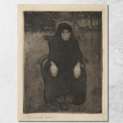 Vecchia Donna Seduta Paula Modersohn-Becker pmb37 quadro stampato su tela