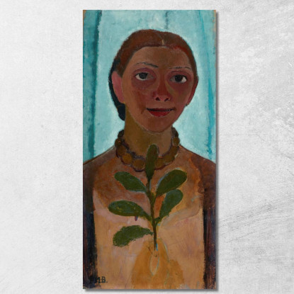Autoritratto Con Un Ramo Di Camelia Paula Modersohn-Becker pmb41 quadro stampato su tela