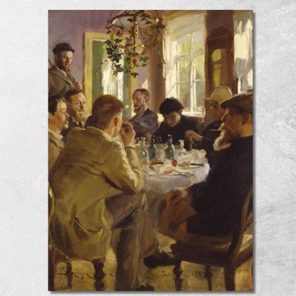 Pranzo Degli Artisti All'Hotel Brøndum Peder Severin Krøyer psk9 quadro stampato su tela