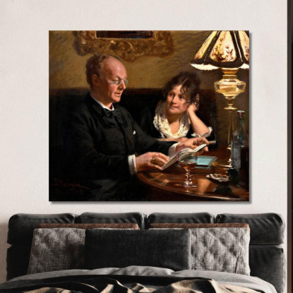 Doppio Ritratto Dell'Attore Reale Emil Poulsen E Di Sua Moglie Anna Born Næser Peder Severin Krøyer psk17 quadro stampato su te