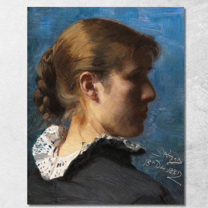 Ritratto Di Una Giovane Donna Di Profilo Peder Severin Krøyer psk40 quadro stampato su tela