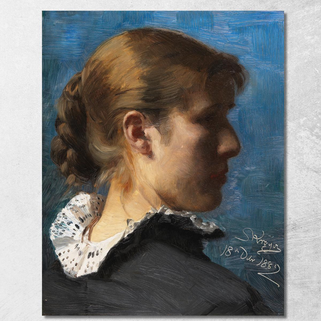 Ritratto Di Una Giovane Donna Di Profilo Peder Severin Krøyer psk40 quadro stampato su tela