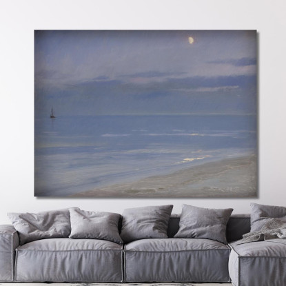 Spiaggia Di Skagen Al Chiaro Di Luna Peder Severin Krøyer psk53 quadro stampato su tela