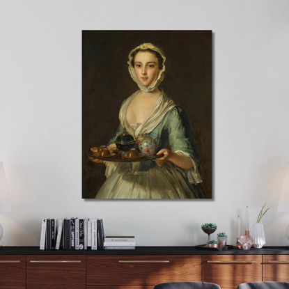 Una Giovane Donna Con Un Vassoio Da Tè Philippe Mercier pmr1 quadro stampato su tela