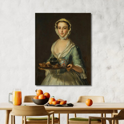 Una Giovane Donna Con Un Vassoio Da Tè Philippe Mercier pmr1 quadro stampato su tela