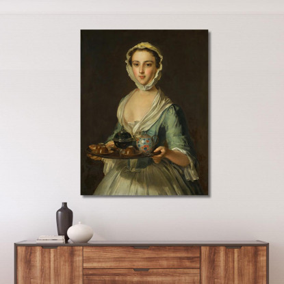 Una Giovane Donna Con Un Vassoio Da Tè Philippe Mercier pmr1 quadro stampato su tela