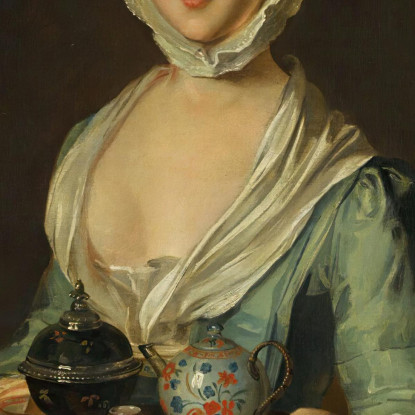 Una Giovane Donna Con Un Vassoio Da Tè Philippe Mercier pmr1 quadro stampato su tela