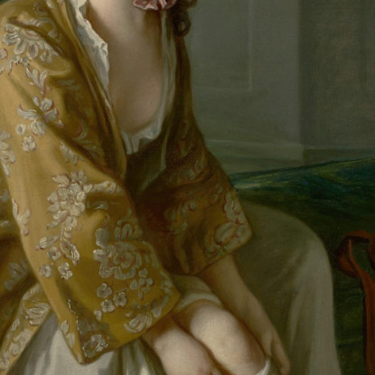 Una Giovane Donna Che Si Infila La Calza Philippe Mercier pmr2 quadro stampato su tela