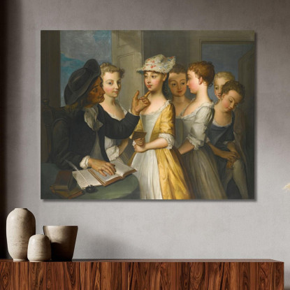 Scuola Per Ragazze Philippe Mercier pmr9 quadro stampato su tela