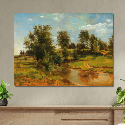 Un Paesaggio Collinare Con Ruscello Tina Blau tbl5 quadro stampato su tela