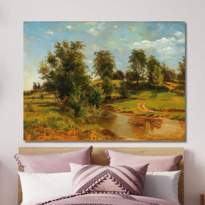 Un Paesaggio Collinare Con Ruscello Tina Blau tbl5 quadro stampato su tela