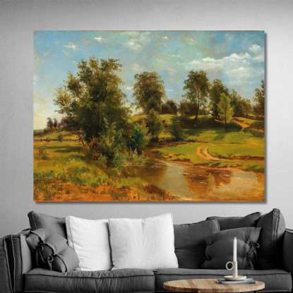 Un Paesaggio Collinare Con Ruscello Tina Blau tbl5 quadro stampato su tela