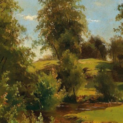 Un Paesaggio Collinare Con Ruscello Tina Blau tbl5 quadro stampato su tela