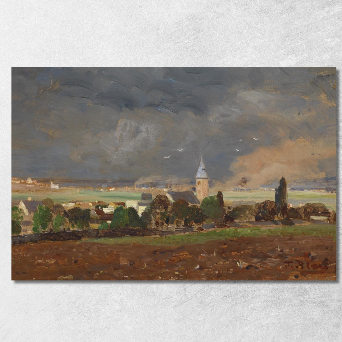 Paesaggio Di Villaggio Prima Del Temporale Tina Blau tbl25 quadro stampato su tela