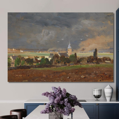 Paesaggio Di Villaggio Prima Del Temporale Tina Blau tbl25 quadro stampato su tela