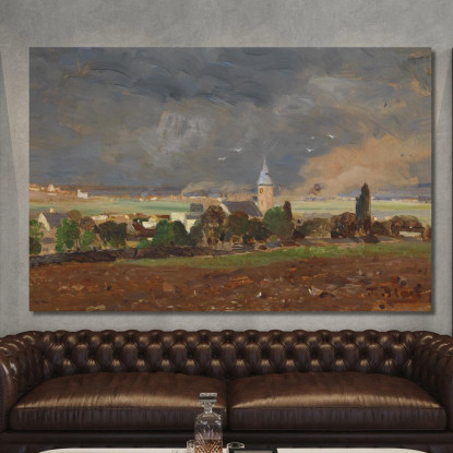 Paesaggio Di Villaggio Prima Del Temporale Tina Blau tbl25 quadro stampato su tela