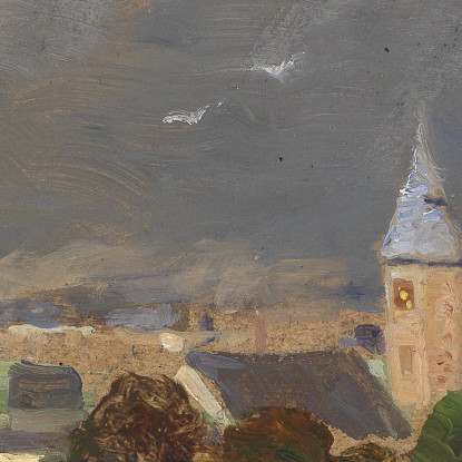 Paesaggio Di Villaggio Prima Del Temporale Tina Blau tbl25 quadro stampato su tela