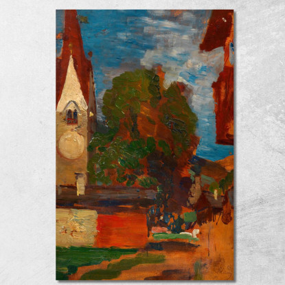 Chiesa Di Taufers – Piazza Del Villaggio Tina Blau tbl36 quadro stampato su tela