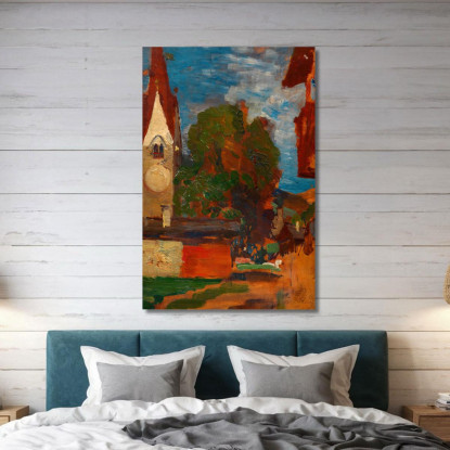 Chiesa Di Taufers – Piazza Del Villaggio Tina Blau tbl36 quadro stampato su tela