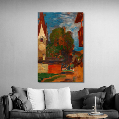 Chiesa Di Taufers – Piazza Del Villaggio Tina Blau tbl36 quadro stampato su tela