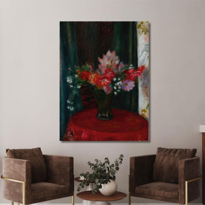 Bouquet Su Tovaglia Rossa William James Glackens wjg11 quadro stampato su tela