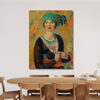 Ragazza Con Turbante Verde William James Glackens wjg18 quadro stampato su tela