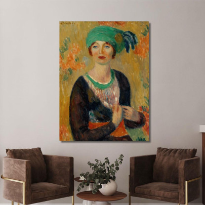 Ragazza Con Turbante Verde William James Glackens wjg18 quadro stampato su tela