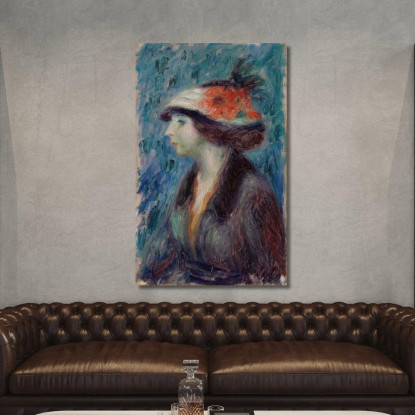 Ragazza Con Cappello Fiorito William James Glackens wjg20 quadro stampato su tela