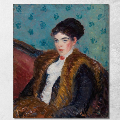 Ragazza Con Pelliccia Di Volpe William James Glackens wjg21 quadro stampato su tela