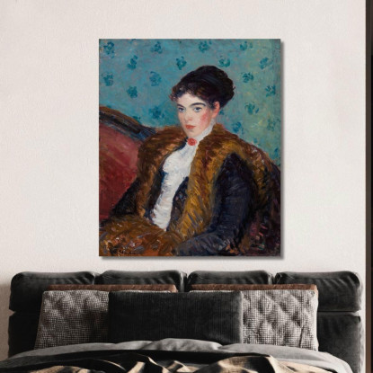 Ragazza Con Pelliccia Di Volpe William James Glackens wjg21 quadro stampato su tela