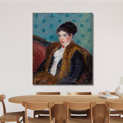 Ragazza Con Pelliccia Di Volpe William James Glackens wjg21 quadro stampato su tela